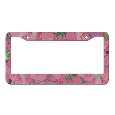 Pink Flower Animal Fruit Series Alumīnija sakausējums Amerikāņu automašīnas numura zīmes pārsegs Automašīnas apdare Pielāgojama