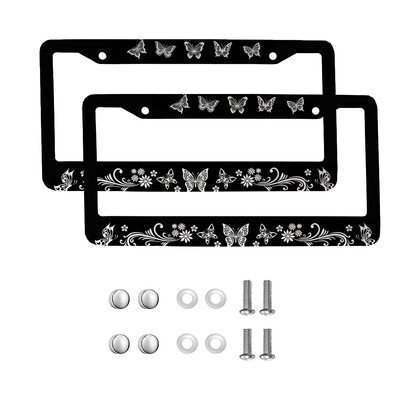 Skaisti Butterfly amerikāņu automobiļu 12 x 6 collu lāzergriešanas hroma FL numura zīmju rāmji — vieglo/kravas automašīnu/apvidus automobiļu apdares aksesuārs