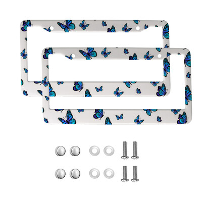 Skaisti Butterfly amerikāņu automobiļu 12 x 6 collu lāzergriešanas hroma FL numura zīmju rāmji — vieglo/kravas automašīnu/apvidus automobiļu apdares aksesuārs