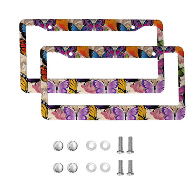 Skaisti Butterfly amerikāņu automobiļu 12 x 6 collu lāzergriešanas hroma FL numura zīmju rāmji — vieglo/kravas automašīnu/apvidus automobiļu apdares aksesuārs