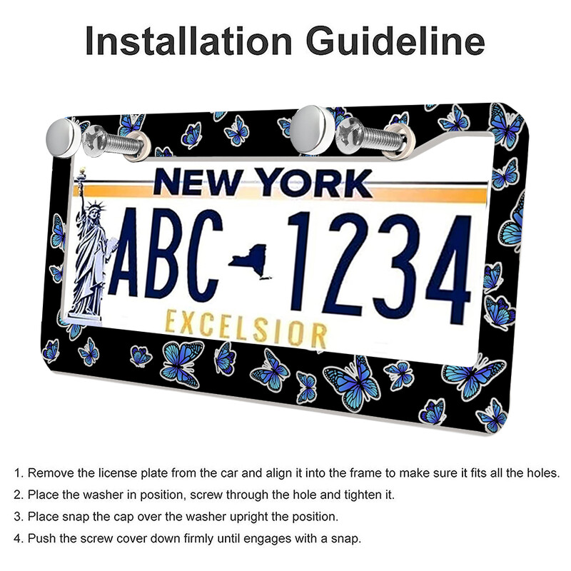 Skaisti Butterfly amerikāņu automobiļu 12 x 6 collu lāzergriešanas hroma FL numura zīmju rāmji — vieglo/kravas automašīnu/apvidus automobiļu apdares aksesuārs
