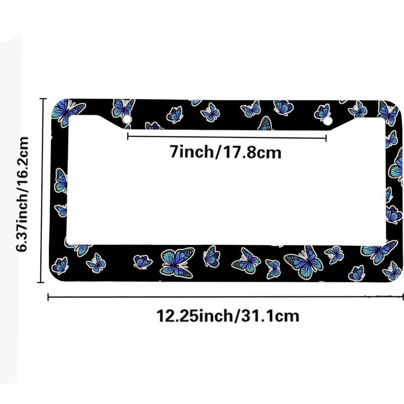 Skaisti Butterfly amerikāņu automobiļu 12 x 6 collu lāzergriešanas hroma FL numura zīmju rāmji — vieglo/kravas automašīnu/apvidus automobiļu apdares aksesuārs