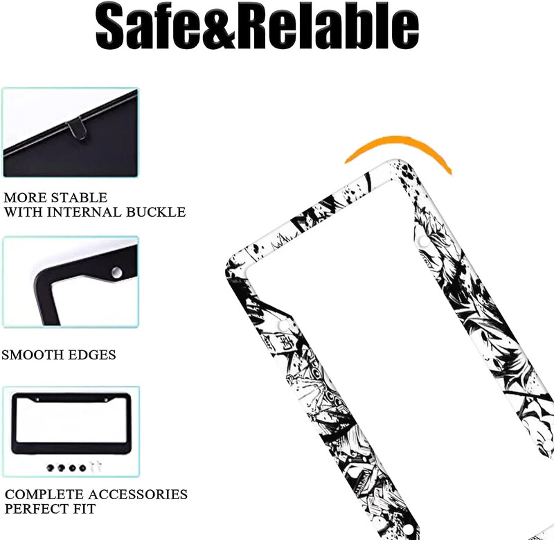 Anime Demon Slayer Pattern automašīnas numura zīmes rāmis 2 iepakojuma numura zīme ar 4 caurumiem automašīnas etiķetes rāmi sievietēm vīriešiem ASV transportlīdzekļiem