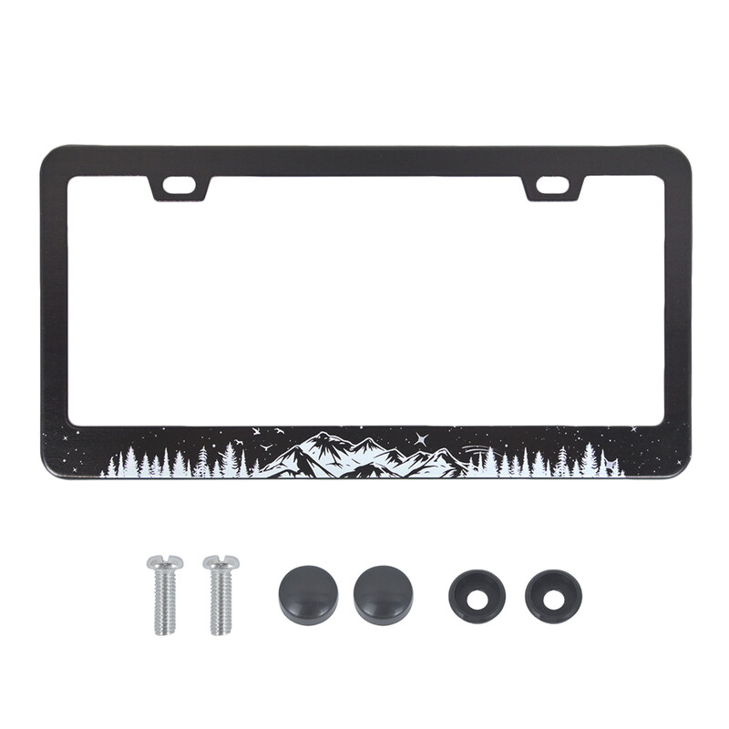 XCLPF numura zīmes rāmis Mountains numura zīmes rāmis Dekoratīvi rūsas izturīgi licences skrūvju komplekti pa 2 12,3 x 6,3
