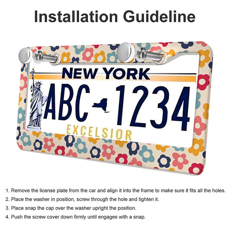 Prekrasni cvjetovi Američki automobil 12" x 6" Laserski rezani kromirani okviri registarskih pločica - Dodatak za ukrašavanje automobila/kamiona/SUV automobila