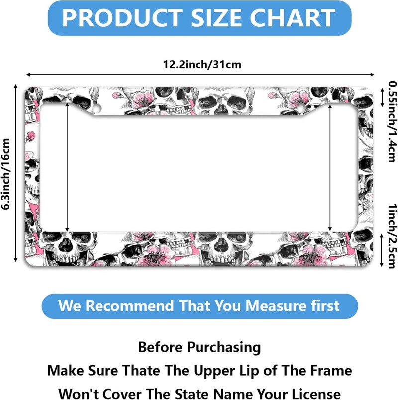 Galvaskausa numura zīmes rāmis Automašīnu piederumi Nerūsējošā tērauda numura zīmes turētājs ziedu dekoratīvie rāmji