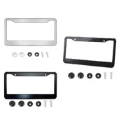 X AUTOHAUX alumīnija sakausējuma numura zīmes rāmja vāks 2 caurumi automašīnas priekšējam aizmugurējam numura zīmes turētājam ar skrūvēm, vāciņiem sudraba tonis