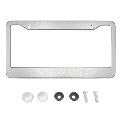 X AUTOHAUX alumīnija sakausējuma numura zīmes rāmja vāks 2 caurumi automašīnas priekšējam aizmugurējam numura zīmes turētājam ar skrūvēm, vāciņiem sudraba tonis