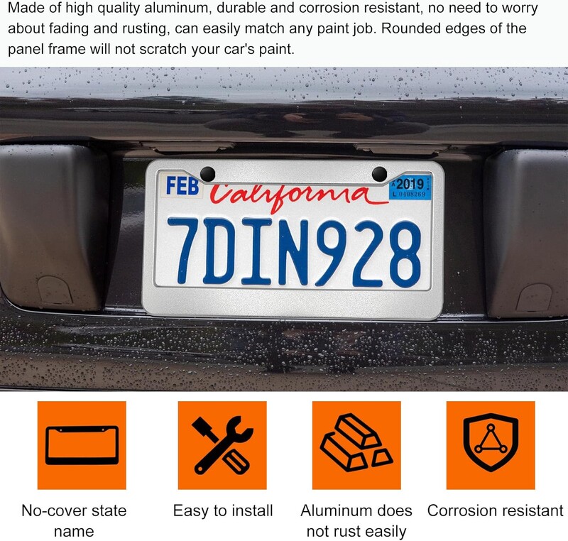 X AUTOHAUX alumīnija sakausējuma numura zīmes rāmja vāks 2 caurumi automašīnas priekšējam aizmugurējam numura zīmes turētājam ar skrūvēm, vāciņiem sudraba tonis