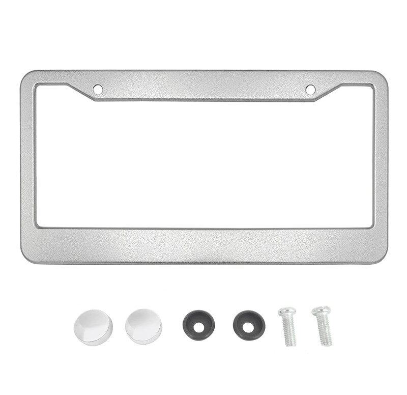 X AUTOHAUX alumīnija sakausējuma numura zīmes rāmja vāks 2 caurumi automašīnas priekšējam aizmugurējam numura zīmes turētājam ar skrūvēm, vāciņiem sudraba tonis