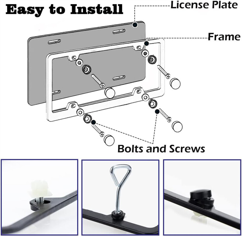 X AUTOHAUX alumīnija sakausējuma numura zīmes rāmja vāks 2 caurumi automašīnas priekšējam aizmugurējam numura zīmes turētājam ar skrūvēm, vāciņiem sudraba tonis