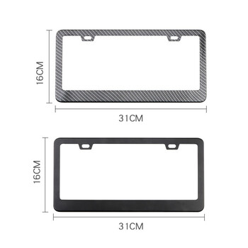 1 чифт 31CM*16CM черна рамка за регистрационен номер от неръждаема стомана от въглеродни влакна, подходяща за стандартен държач за регистрационен номер на автомобил в САЩ