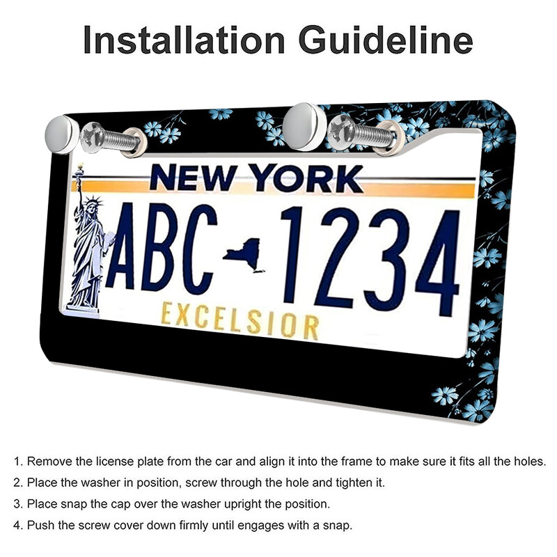 Prekrasni cvjetovi Američki automobil 12" x 6" Laserski rezani kromirani okviri registarskih pločica - Dodatak za ukrašavanje automobila/kamiona/SUV automobila