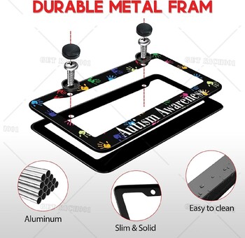 Рамки за регистрационни табели за жени Осъзнаване на аутизма Капак на държача за табели на кола Цветни палми Рамка за етикети Неръждаеми автомобилни аксесоари