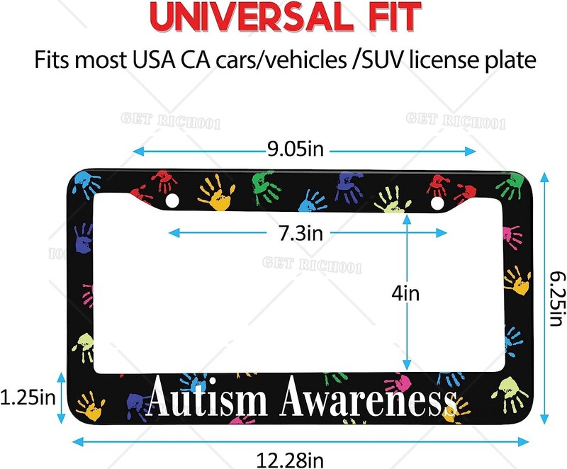 Okviri za registarske pločice za žene Svjesnost o autizmu Poklopac držača za automobilske pločice Šareni dlanovi Okvir za oznake od nehrđajućeg čelika Dodaci za automobil