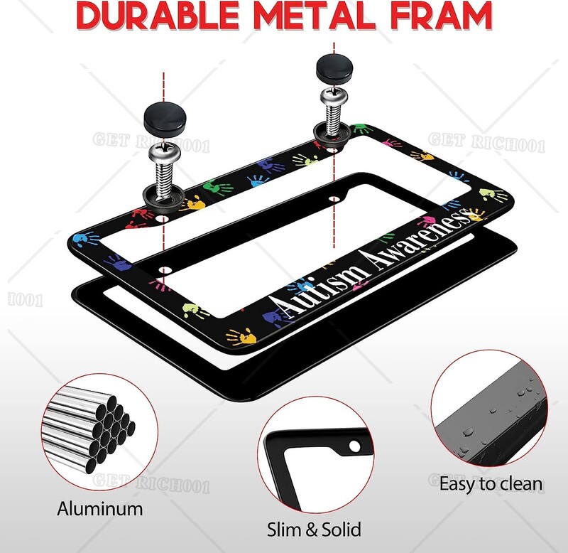 Okviri za registarske pločice za žene Svjesnost o autizmu Poklopac držača za automobilske pločice Šareni dlanovi Okvir za oznake od nehrđajućeg čelika Dodaci za automobil