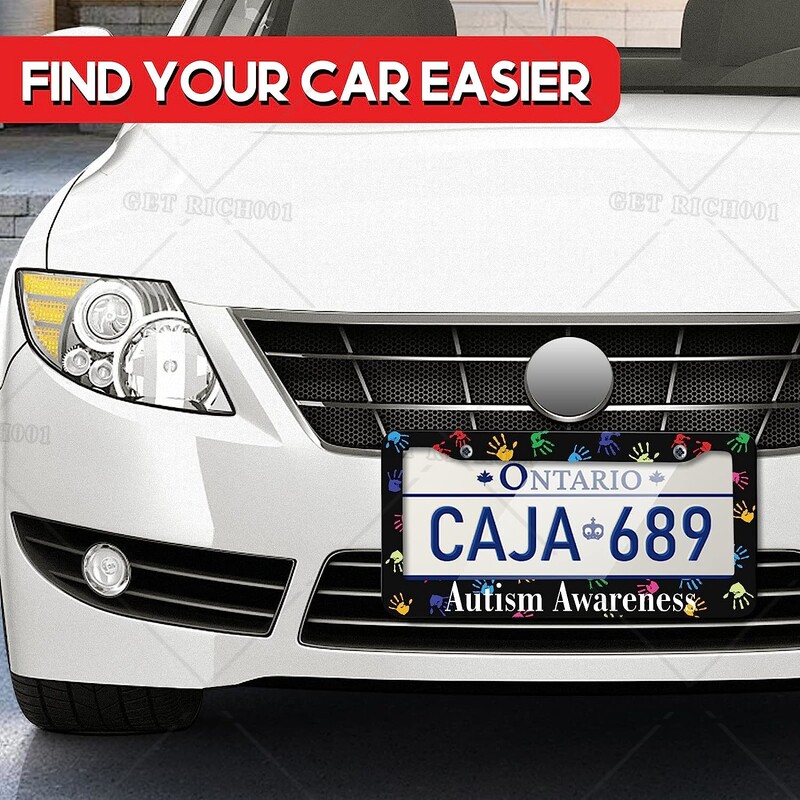 Okviri za registarske pločice za žene Svjesnost o autizmu Poklopac držača za automobilske pločice Šareni dlanovi Okvir za oznake od nehrđajućeg čelika Dodaci za automobil