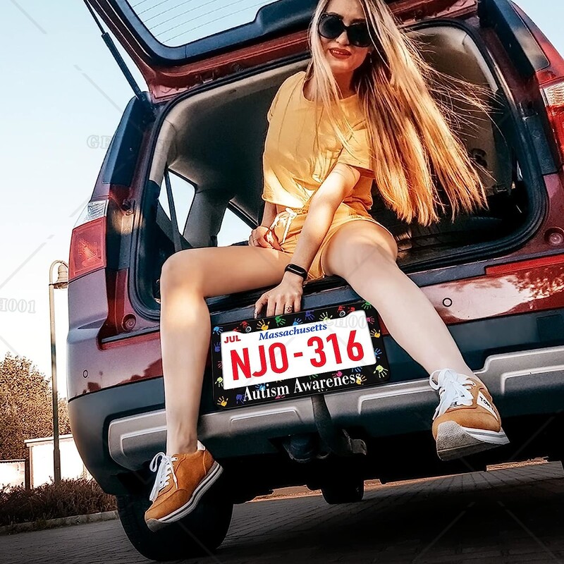 Okviri za registarske pločice za žene Svjesnost o autizmu Poklopac držača za automobilske pločice Šareni dlanovi Okvir za oznake od nehrđajućeg čelika Dodaci za automobil