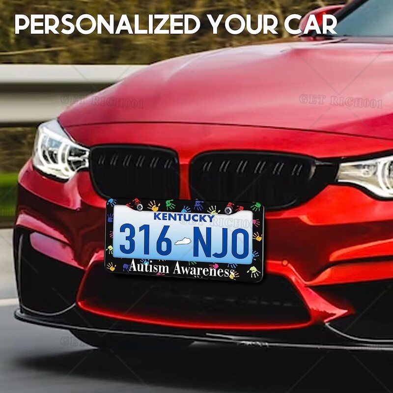 Okviri za registarske pločice za žene Svjesnost o autizmu Poklopac držača za automobilske pločice Šareni dlanovi Okvir za oznake od nehrđajućeg čelika Dodaci za automobil