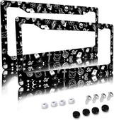 Raganu simbolu raksta numura zīmes rāmis 2 iepakojuma numura zīmes turētājs ar 2 caurumiem automašīnas birkas rāmi sievietēm vīriešiem, ASV transportlīdzekļiem