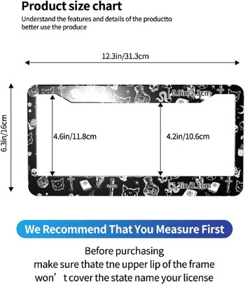 Witch Symbols Pattern Рамка за регистрационен номер 2 пакета Държач за регистрационен номер с 2 дупки Рамка за автомобилен етикет за жени Мъже Американски превозни средства