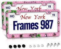 Anime Demon Slayer numurzīmes rāmis Rozā Automašīnas Birkas Rāmji Nosegs Automašīnu piederumi Automašīnu paklājiņi ar 2 caurumiem Skrūves Standarta 2 gab.