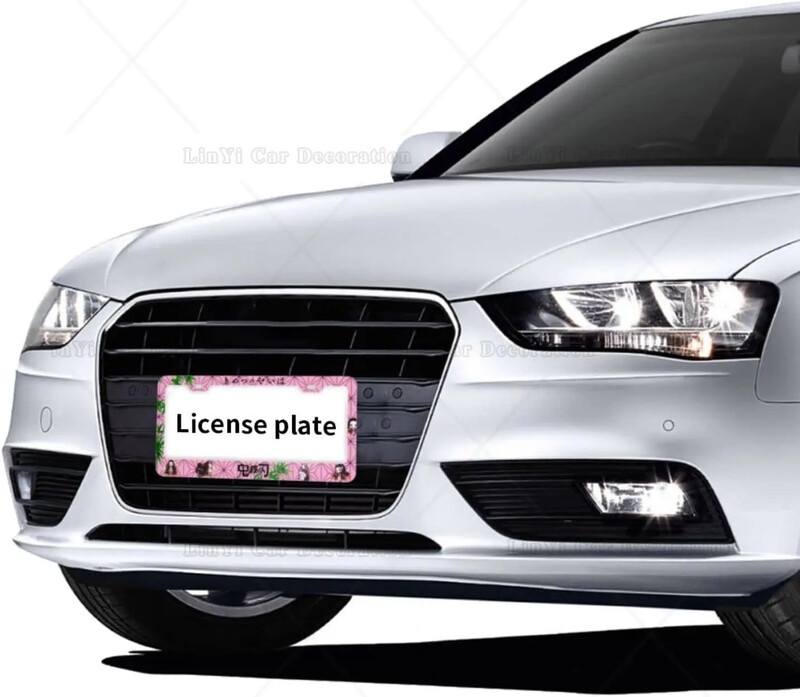 Anime Demon Slayer numurzīmes rāmis Rozā Automašīnas Birkas Rāmji Nosegs Automašīnu piederumi Automašīnu paklājiņi ar 2 caurumiem Skrūves Standarta 2 gab.