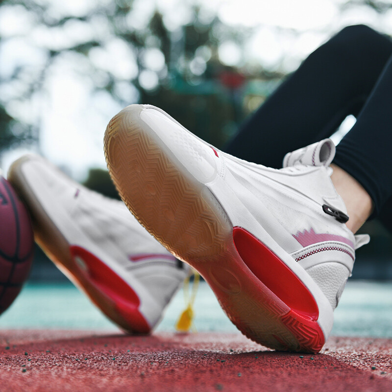 Jauni studentu triecienu absorbējoši basketbola apavi vīriešu profesionāli kaujas dubultā rāvējslēdzēja elpojoši neslīdoši sporta apavi 46 liels izmērs