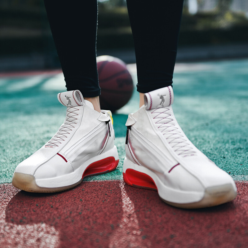 Jauni studentu triecienu absorbējoši basketbola apavi vīriešu profesionāli kaujas dubultā rāvējslēdzēja elpojoši neslīdoši sporta apavi 46 liels izmērs