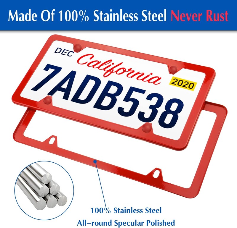 Univerzalni okvir američke registarske pločice s vijcima Čepovi za pranje registarskih pločica Okvir automobilske nehrđajuće pločice 6x12 inča za kamionsko vozilo