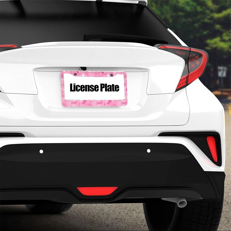 Ružičasti okvir registarske pločice Svijest o raku dojke Poklopac automobilske tablice 2 rupe s vijcima za žene 12x6 inčni držač automobilske tablice