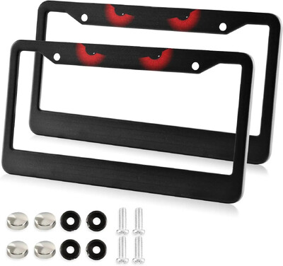Red Evil Eyes Pattern numura zīmes rāmis 2 iepakojuma numura zīmes turētājs ar 2 caurumiem automašīnas birku rāmis sievietēm vīriešiem ASV transportlīdzekļiem