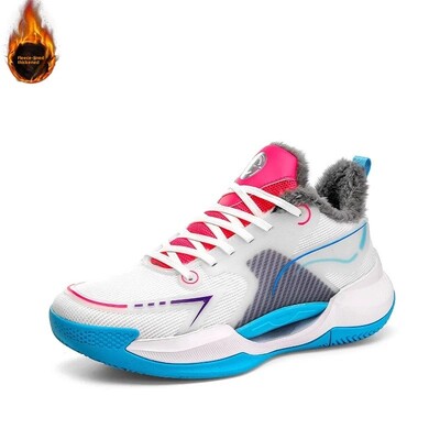 Moderni ziemas basketbola apavi ar flīsa oderējumu Pāra izdevums Triecienu absorbējoši ikdienas skriešanas apavi Silti kokvilnas apavi Xiangjiang S