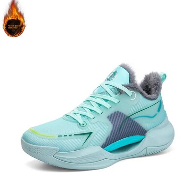 Moderni ziemas basketbola apavi ar flīsa oderējumu Pāra izdevums Triecienu absorbējoši ikdienas skriešanas apavi Silti kokvilnas apavi Xiangjiang S