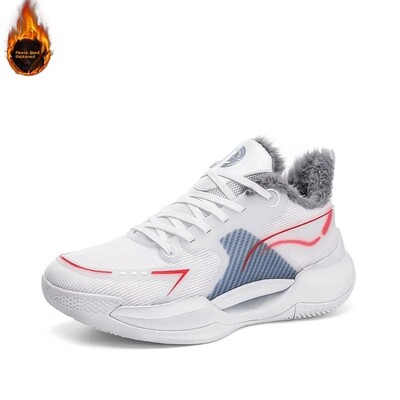 Moderni ziemas basketbola apavi ar flīsa oderējumu Pāra izdevums Triecienu absorbējoši ikdienas skriešanas apavi Silti kokvilnas apavi Xiangjiang S