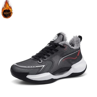 Moderni ziemas basketbola apavi ar flīsa oderējumu Pāra izdevums Triecienu absorbējoši ikdienas skriešanas apavi Silti kokvilnas apavi Xiangjiang S