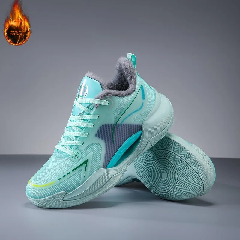 Moderni ziemas basketbola apavi ar flīsa oderējumu Pāra izdevums Triecienu absorbējoši ikdienas skriešanas apavi Silti kokvilnas apavi Xiangjiang S