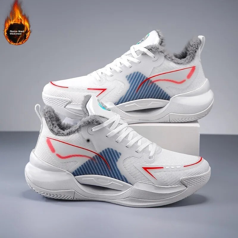 Moderni ziemas basketbola apavi ar flīsa oderējumu Pāra izdevums Triecienu absorbējoši ikdienas skriešanas apavi Silti kokvilnas apavi Xiangjiang S
