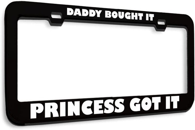 Metāla numura zīmes rāmis tētis nopirka Princese sapratu Humors Smieklīgs metāla birku turētājs Automašīnas piederumi Mīksti rozā 2 caurumi 1 rāmis