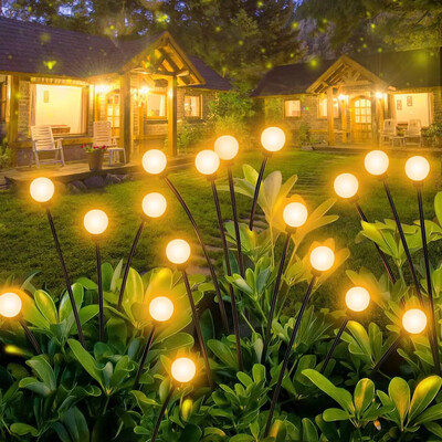 LED ar saules enerģiju darbināmas Firefly gaismas āra ūdensnecaurlaidīgas dārza gaismas āra pagalma pagalma iekšpagalma celiņa Ziemassvētku dekorēšanai