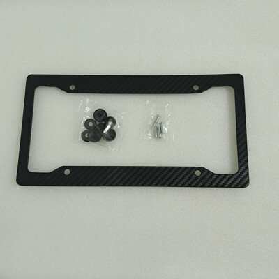2/1 komplekta oglekļa šķiedras numura zīmes rāmis - melns plastmasas priekšējais un aizmugurējais automašīnas birku turētāja vāks ar stiprinājuma aparatūru, skrūvēm