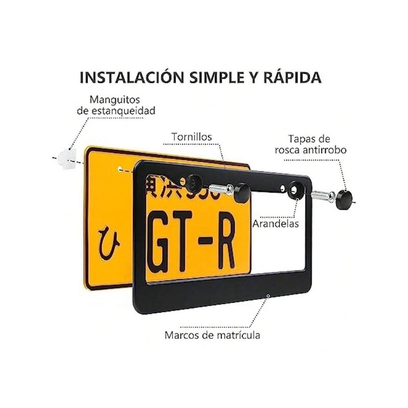 2-daļīgs 16,2x32cm numura zīmes turētājs Melns numura zīmju turētājs Ūdensizturīgs triecienizturīgs ar skrūvgrieža piederumu