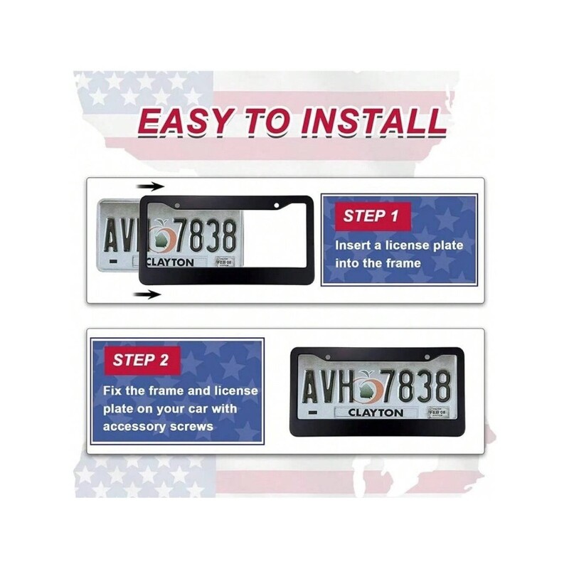 2-daļīgs 16,2x32cm numura zīmes turētājs Melns numura zīmju turētājs Ūdensizturīgs triecienizturīgs ar skrūvgrieža piederumu