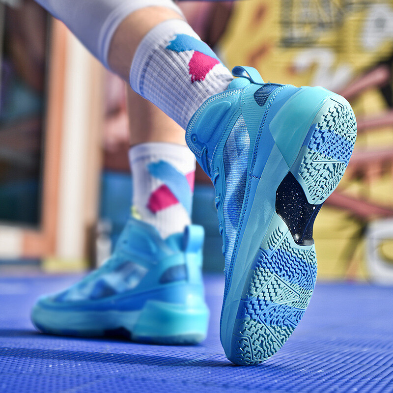 Υψηλής ποιότητας αντιολισθητικά παπούτσια μπάσκετ Unisex Επαγγελματικά ντιζάιν παπούτσια μπάσκετ Γυναικεία Μπλε πλατφόρμα Ανδρικά αθλητικά παπούτσια ψηλά