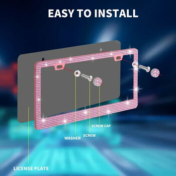 31*16cm Κάλυμμα πλαισίου πινακίδας αυτοκινήτου Rhinestone Ανταλλακτικά αυτοκινήτου Γυαλιστερή κρυστάλλινη πινακίδα κυκλοφορίας για γυναίκες