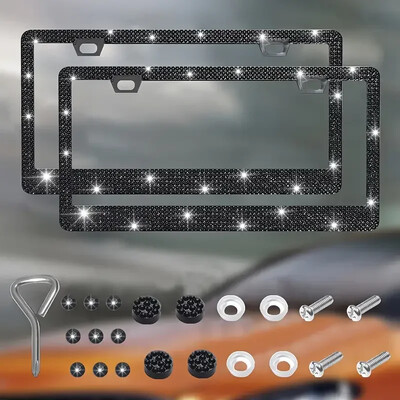 31*16cm Kalnų krištolinis automobilio valstybinio numerio rėmo dangtelio rėmas automobilių dalys Blizgantis krištolinis valstybinio numerio laikiklis moterims