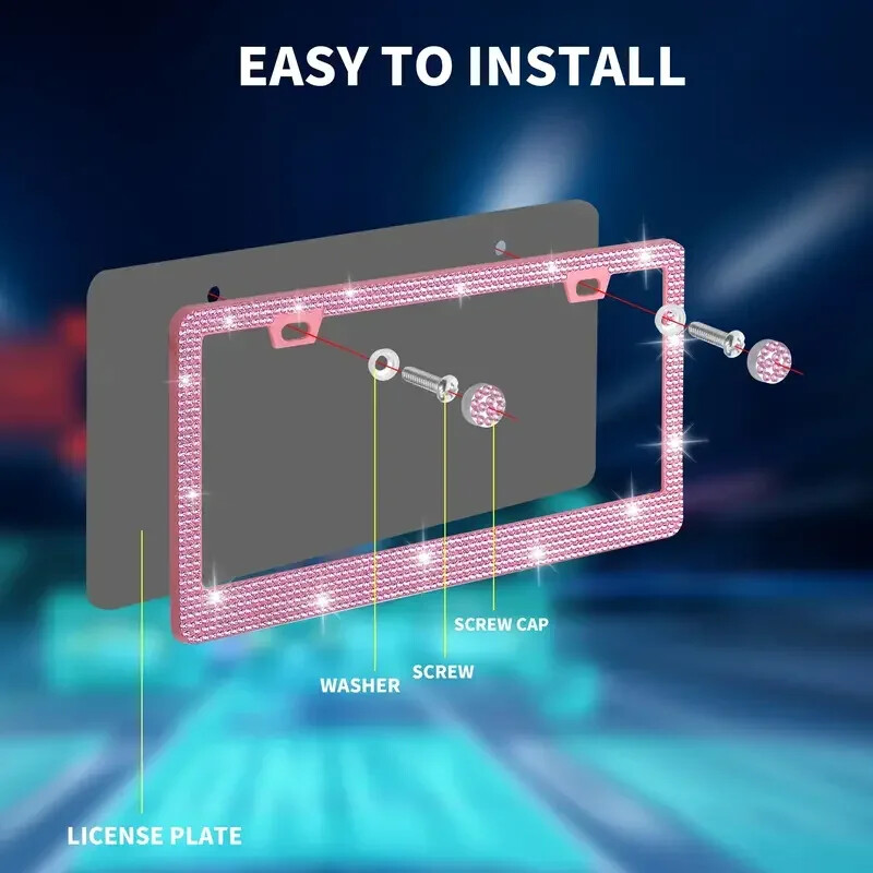 31*16cm okvir za automobilske registarske pločice od vještačkih dijamanata Okvir za pokrivanje autodijelova Svjetlucavi kristalni držač registarskih pločica za žene