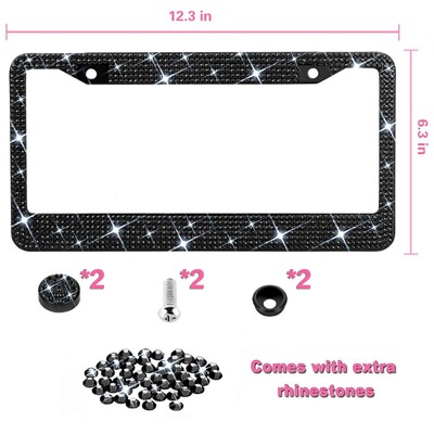 Bling numura zīmju rāmis sievietēm, 1 gab Sparkly numura zīmju rāmji