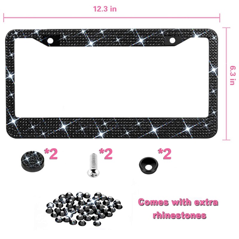 Bling numura zīmju rāmis sievietēm, 1 gab Sparkly numura zīmju rāmji