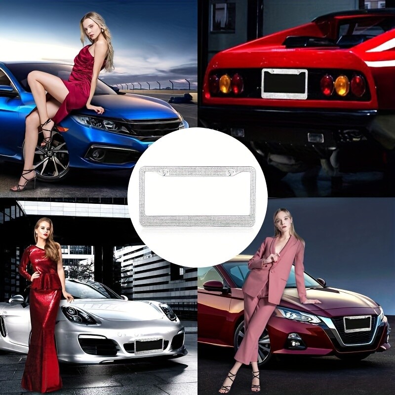 1 gab. Nerūsējošā tērauda urbšanas numura zīmes turētāja numura zīmes rāmis automašīnas numura zīmju turētāja ārējais dekors